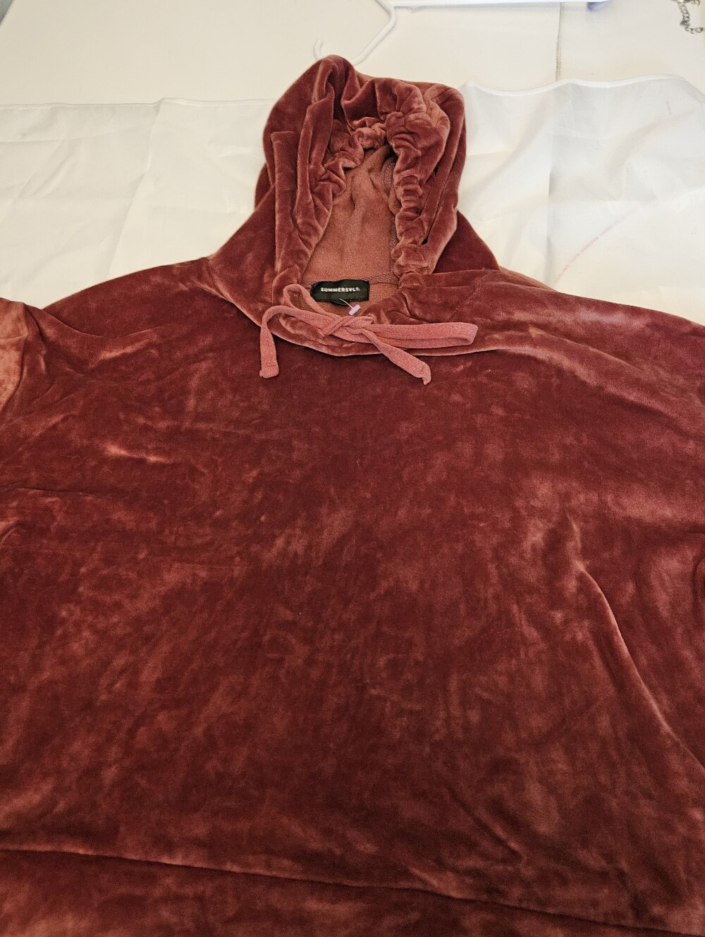 Summersalt XL Dusty Rose Velour Velvet Hoodie Oversized Pullover Barbie Y2K